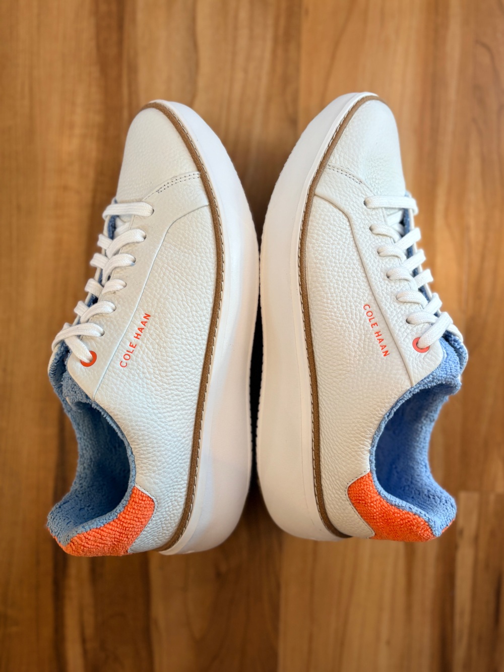 Cole Haan White Sneakers with Blue and Orange Accents - Picture 5 of 8